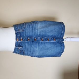J. CREW Button Front Denim Skirt Size 27
